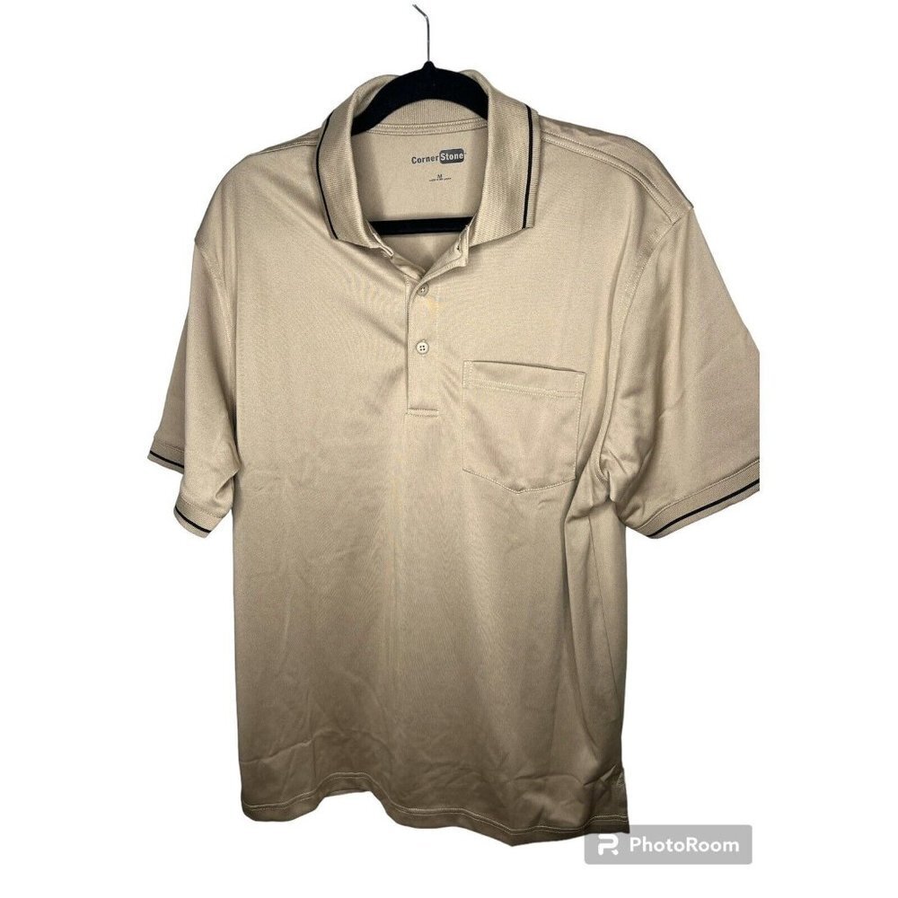 Men's CornerStone Tan  Khaki Short sleeves Snag Proof Tactical Polo Size L - Picture 4 of 6